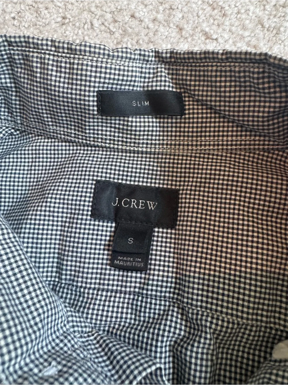 J. Crew Men's black & white gingham button-up shirt - Small